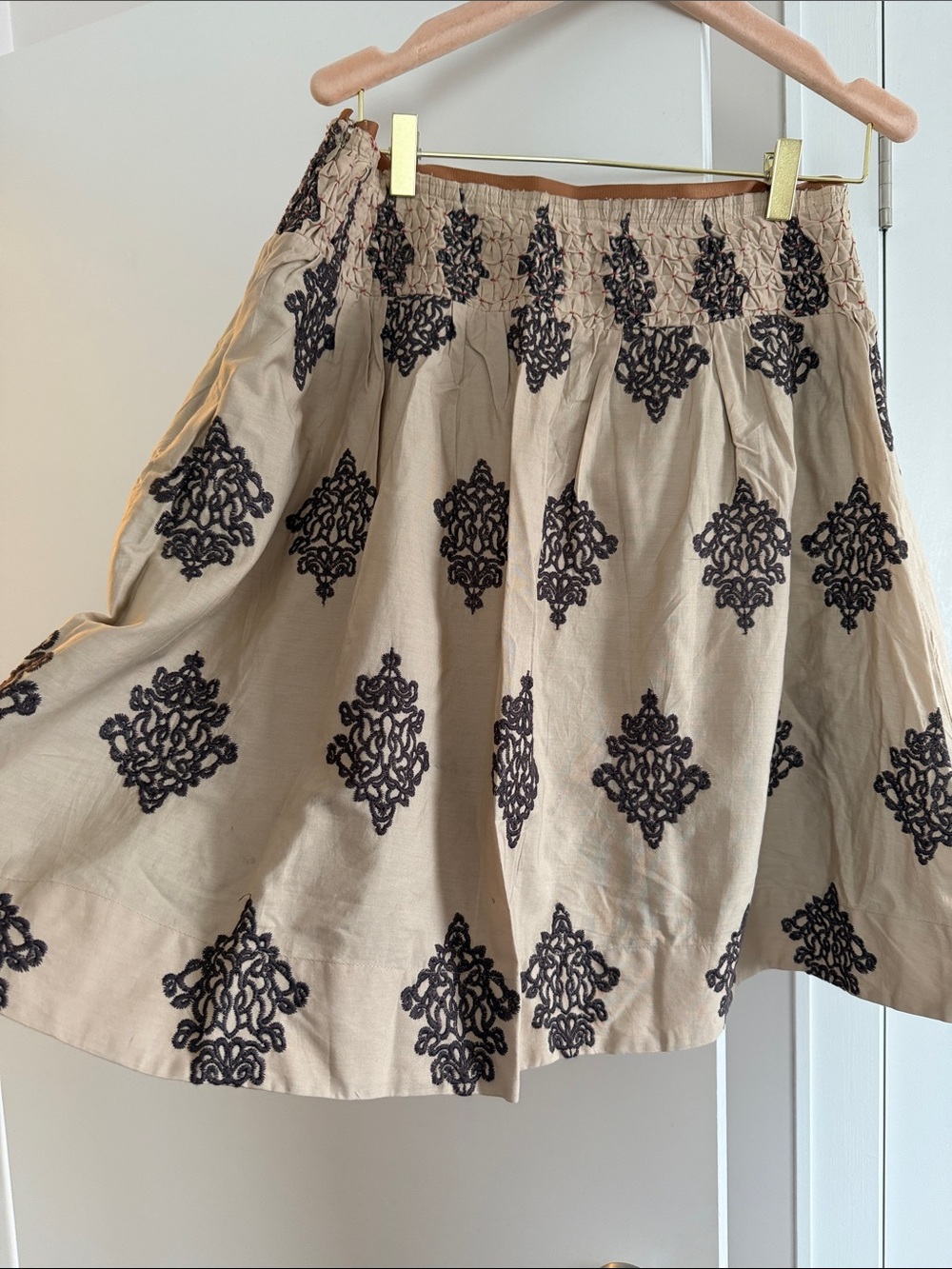 Noa Noa Cotton  Beige Brown embroidered Skirt Size:M